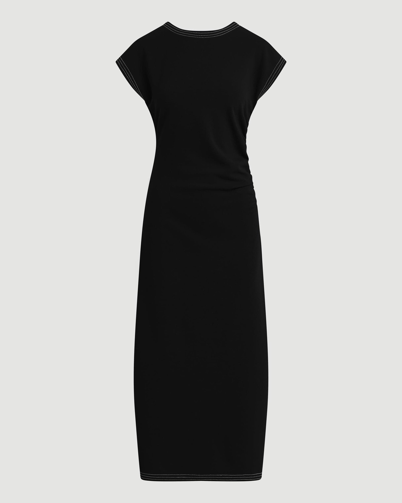 Vela Contrast-Stitch Ruched-Waist Dress (Petite) - Image 2