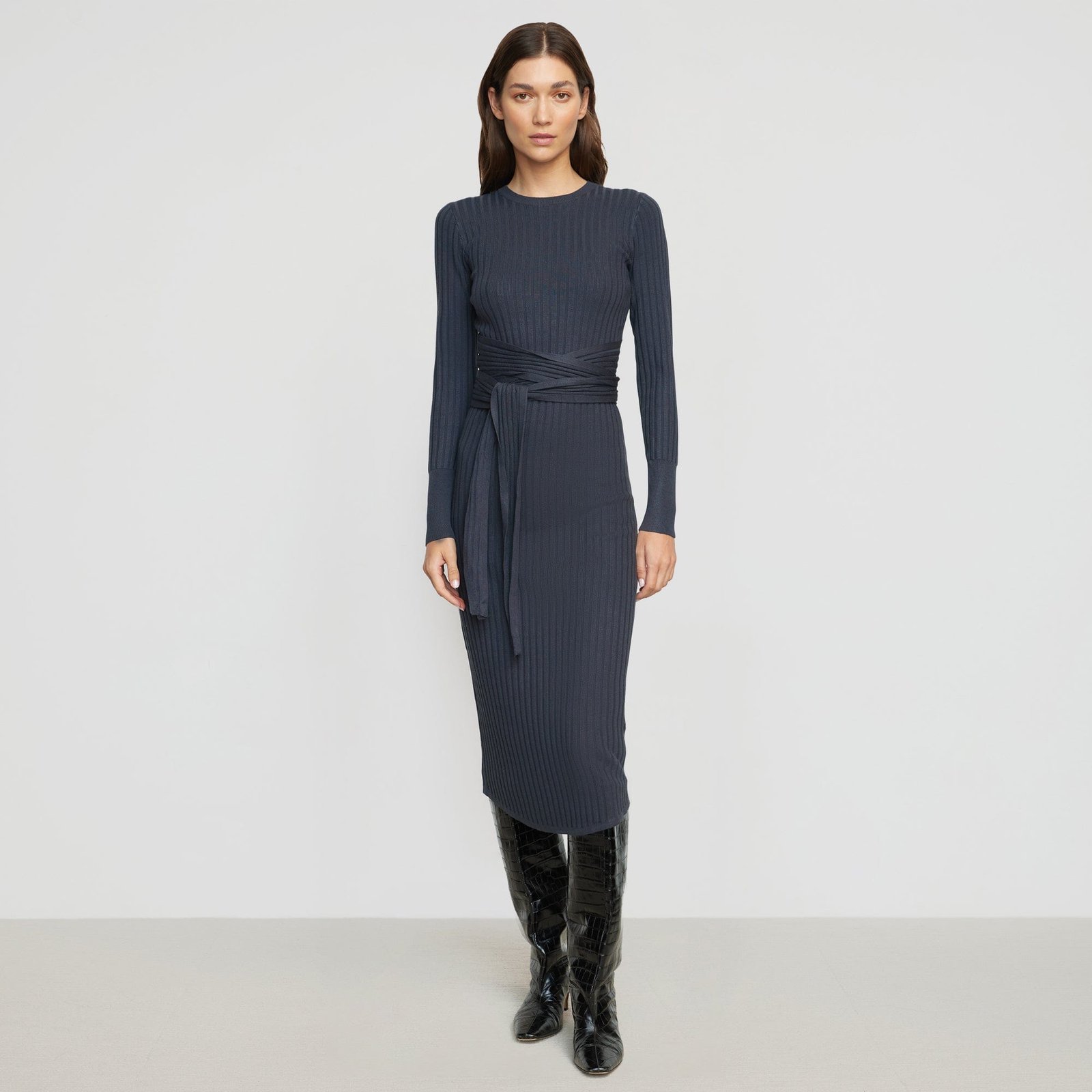 Carmen Tie-Front Ribbed Dress