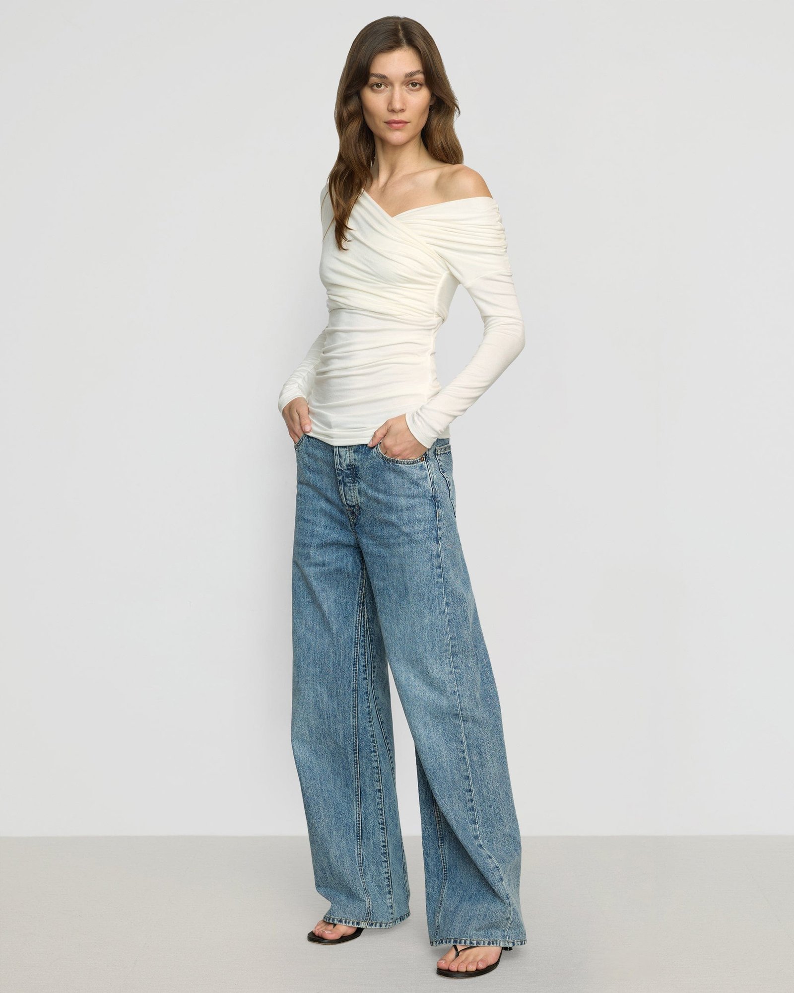 Theresa Ruched Off-Shoulder Long-Sleeve Tee - Image 5