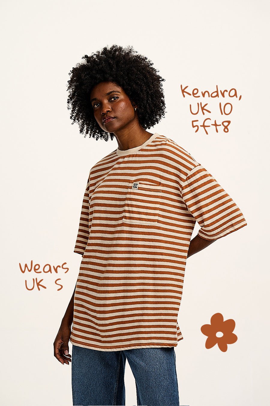 Toulon - Short Sleeve Pocket Tee in Amber & Ecru Stripe - Image 6