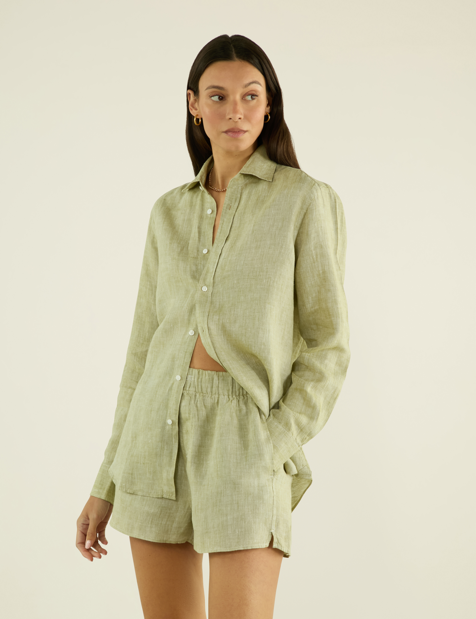 The Boxer: Linen, Sage Green