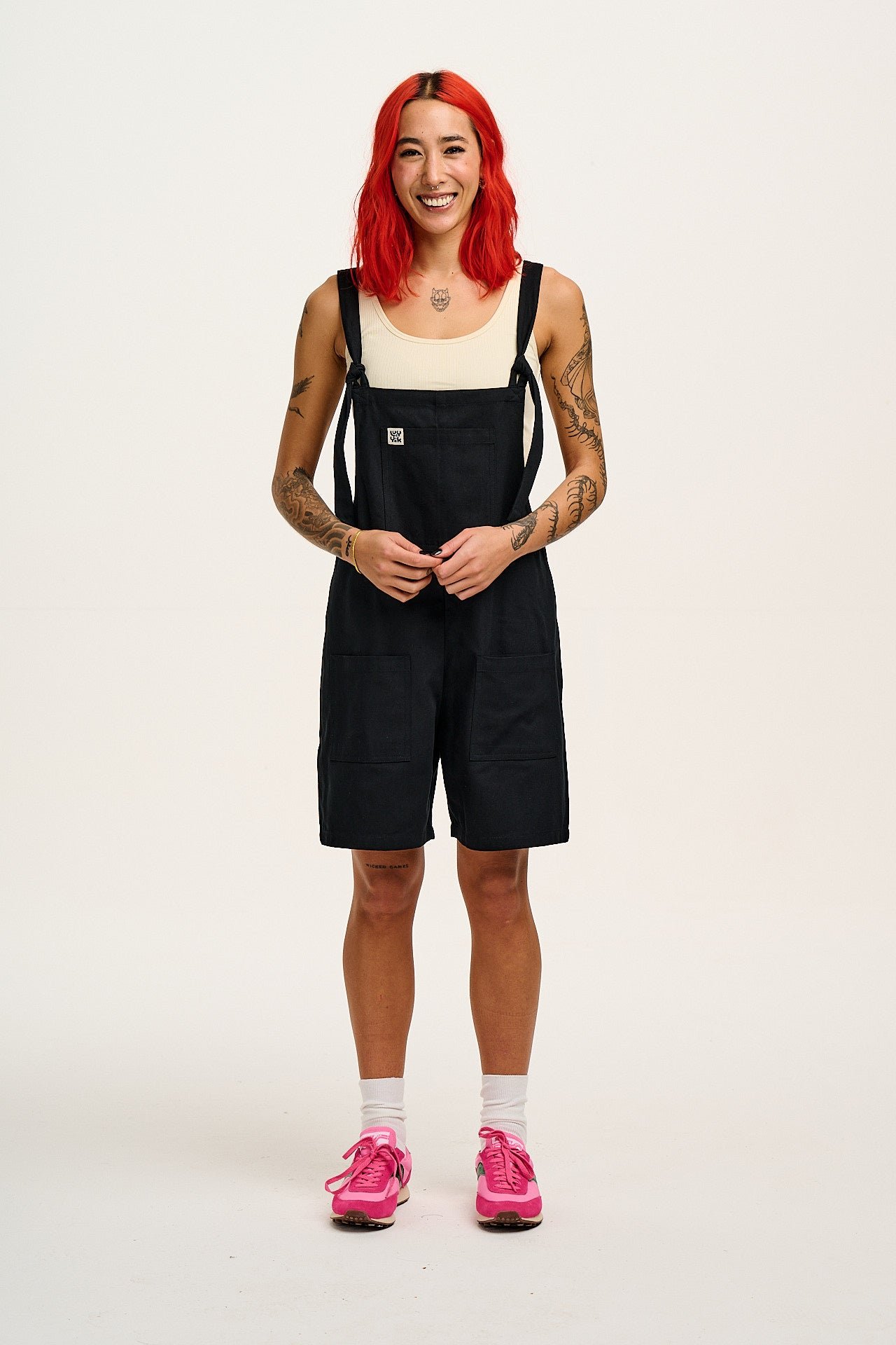 Original - Cotton Dungaree Shorts in Black