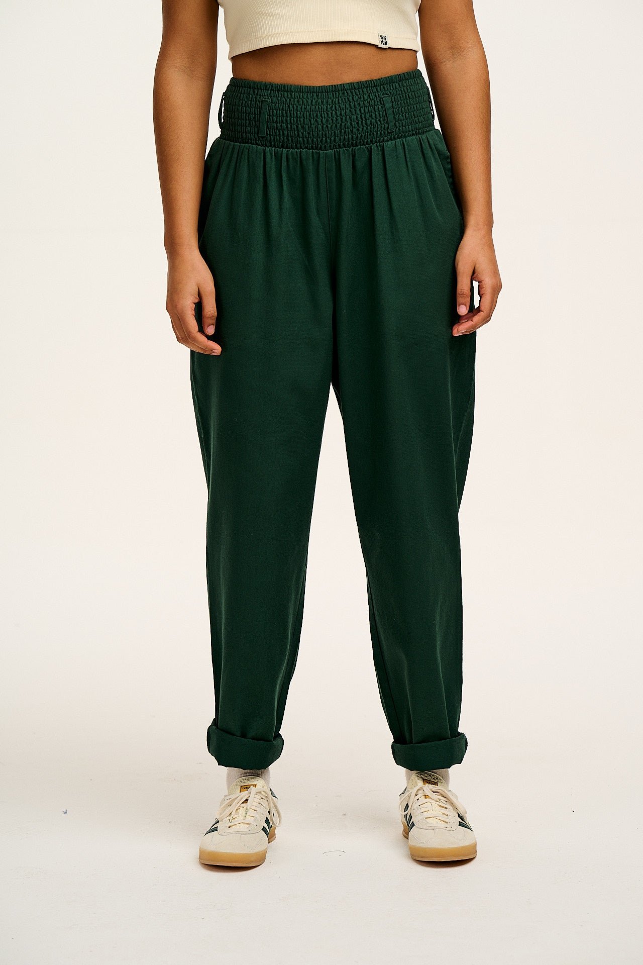 Alexa - Cotton Trousers in Posy Green - Image 3