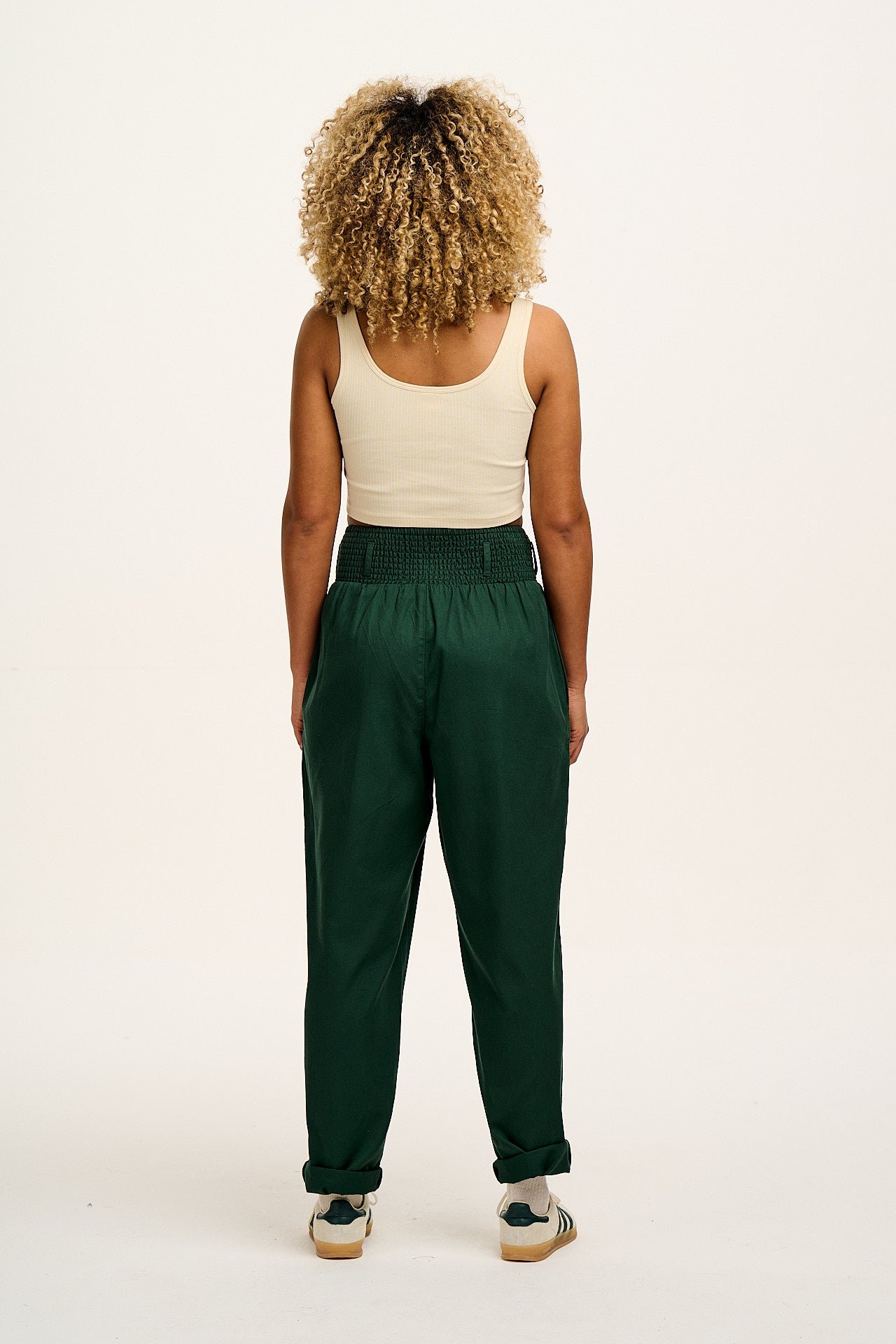 Alexa - Cotton Trousers in Posy Green - Image 6