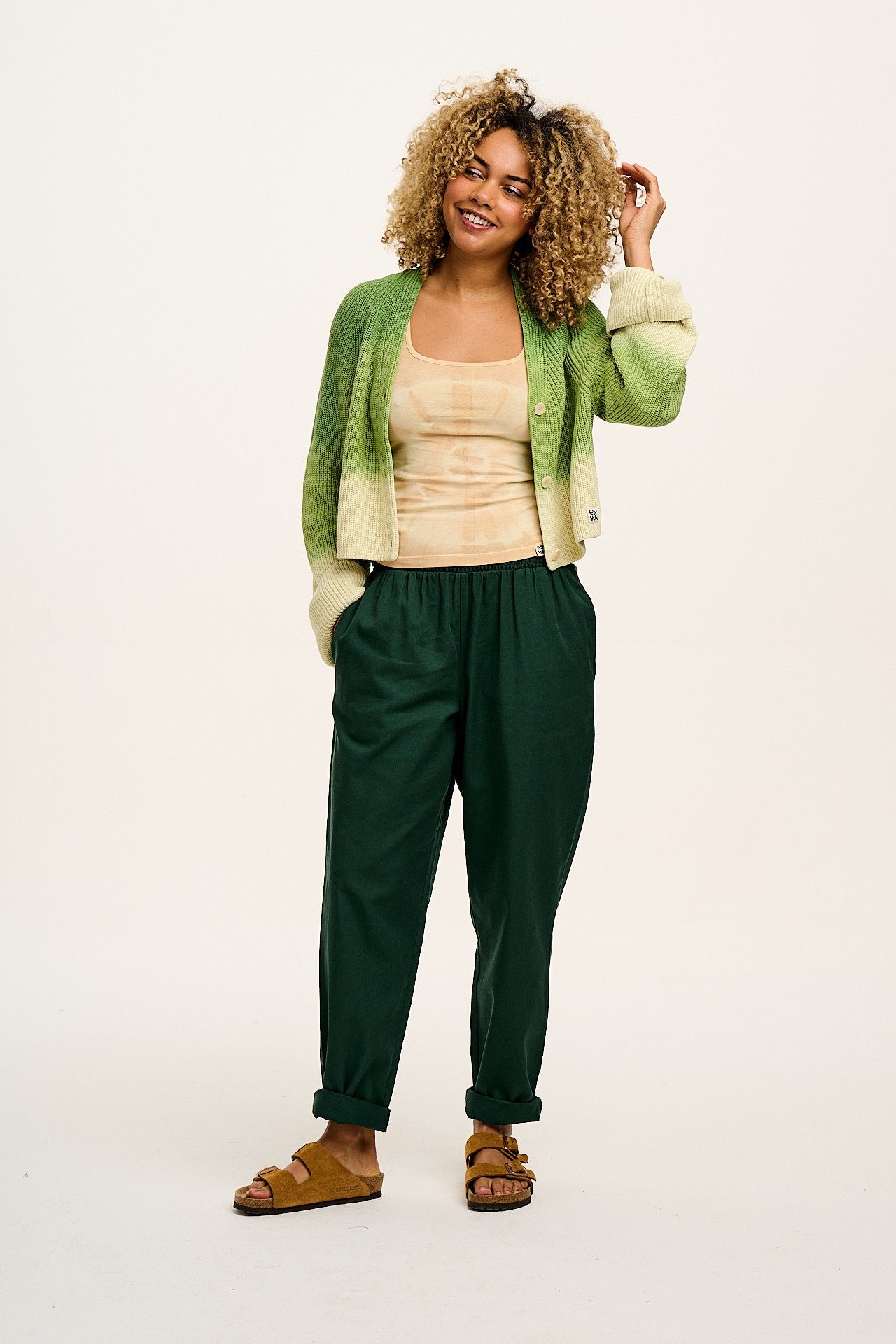 Alexa - Cotton Trousers in Posy Green - Image 10