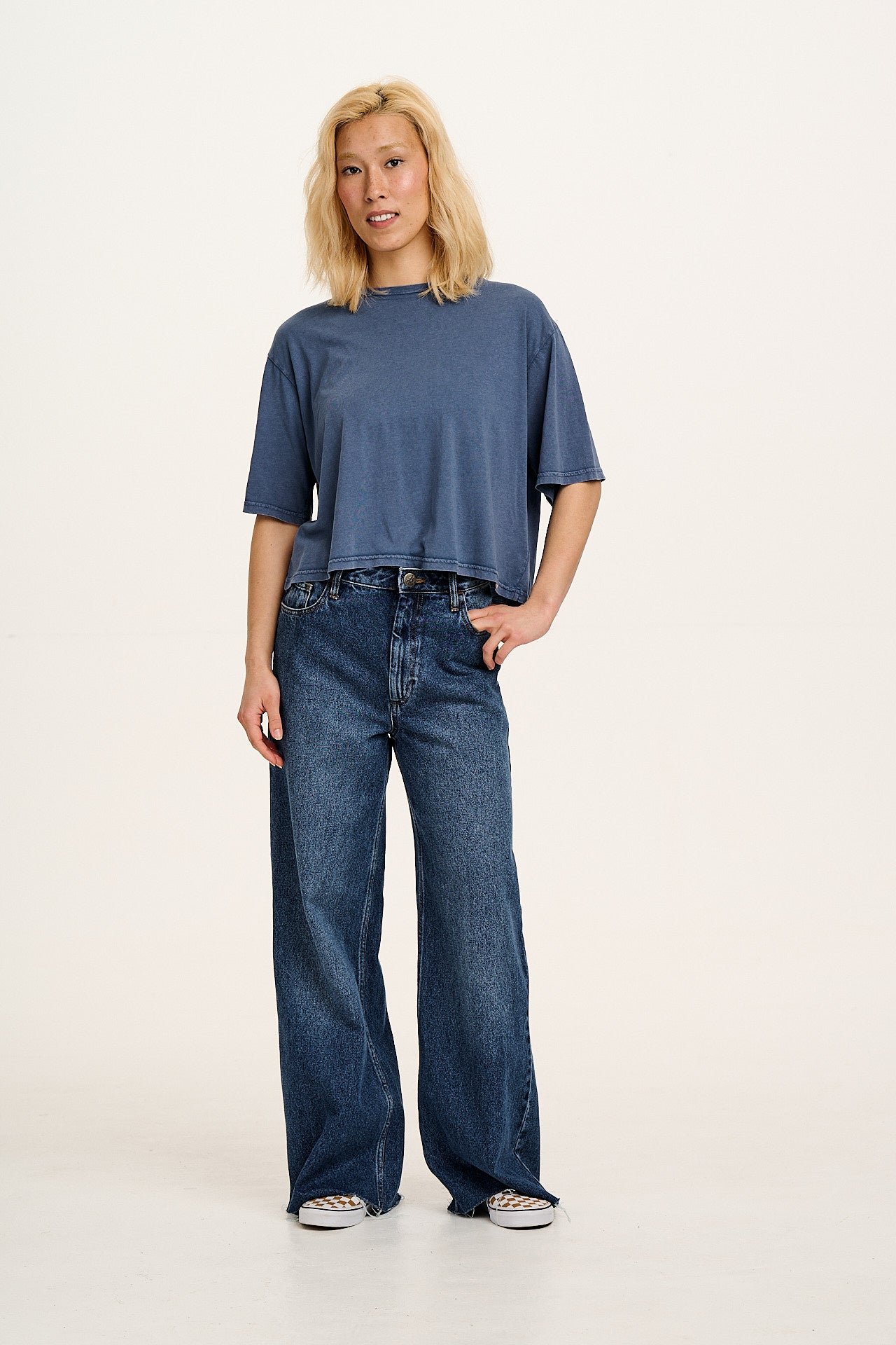 Zayla - Cropped Boxy Tee in Vintage Indigo