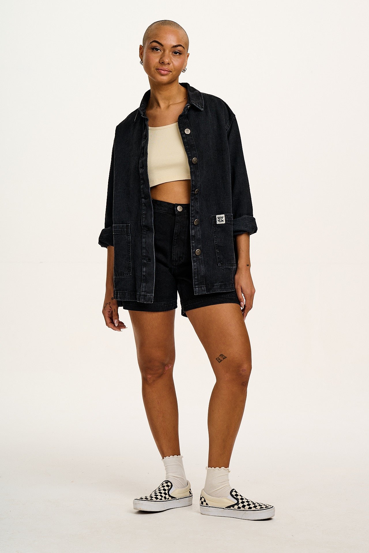 Lexi - High Waist Denim Shorts in Washed Black - Image 4
