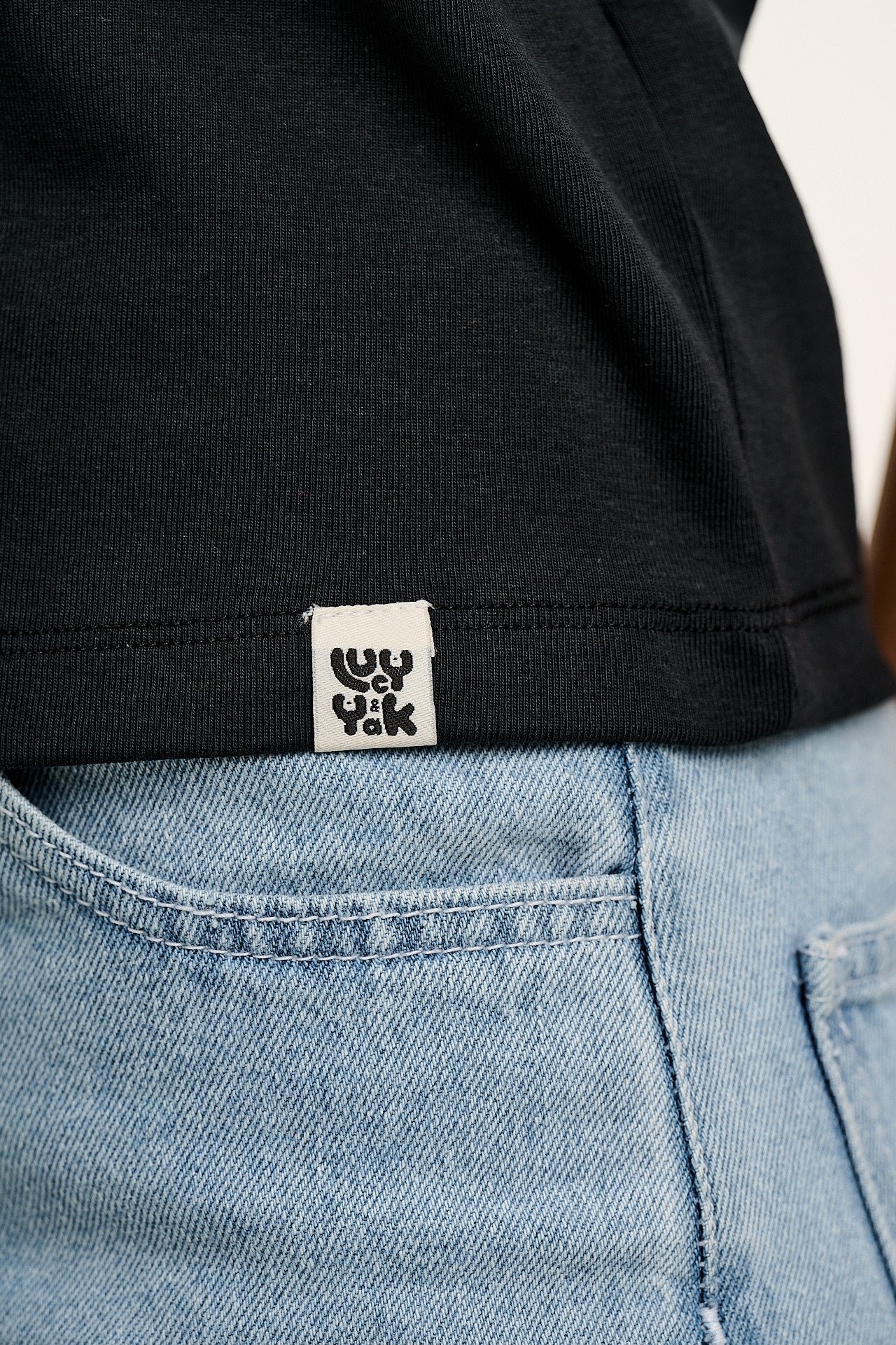 Maya - Cotton Tee in Black with Ditsy Floral Print - Image 3