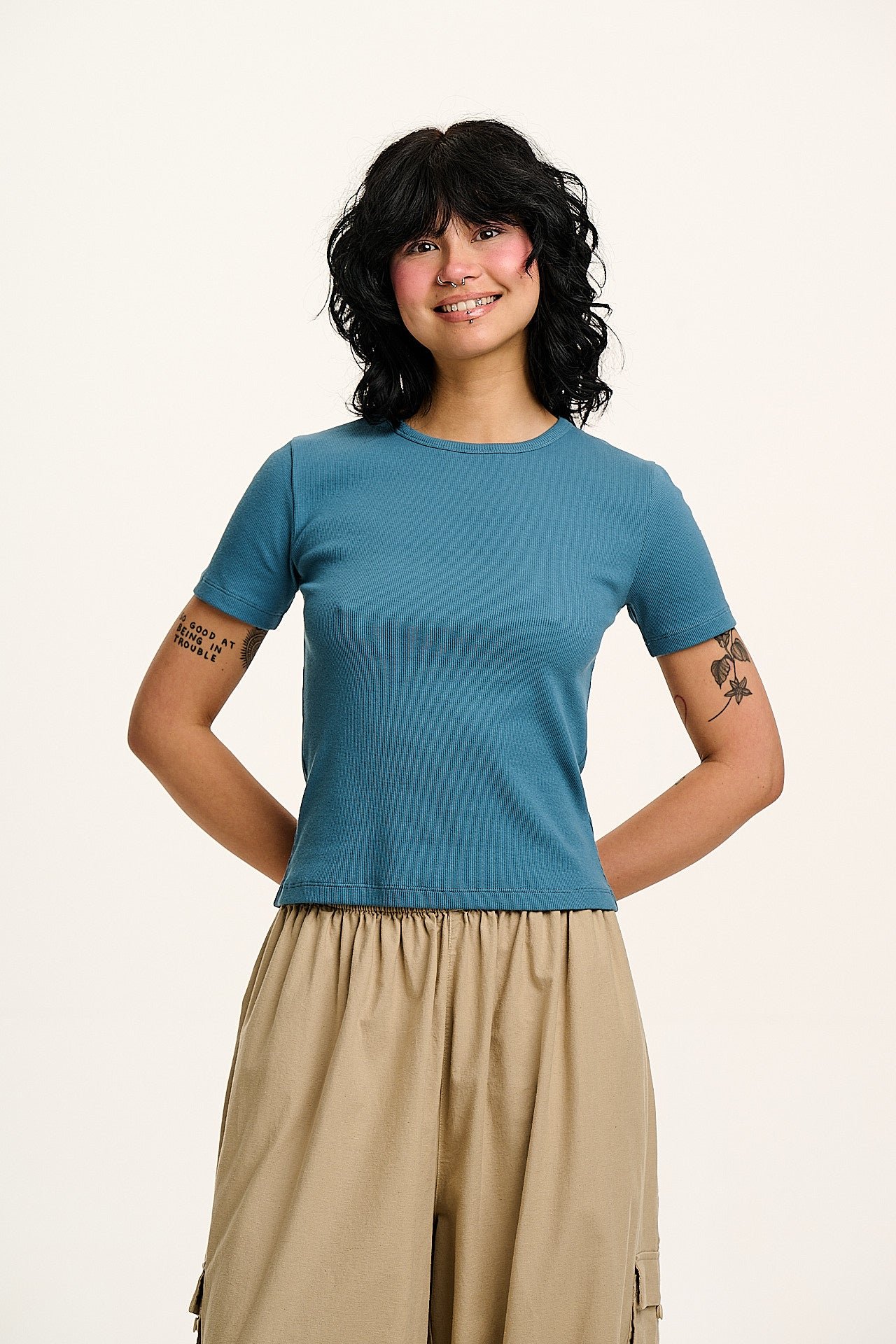 Gracie -  Cotton Tee in Slate Blue