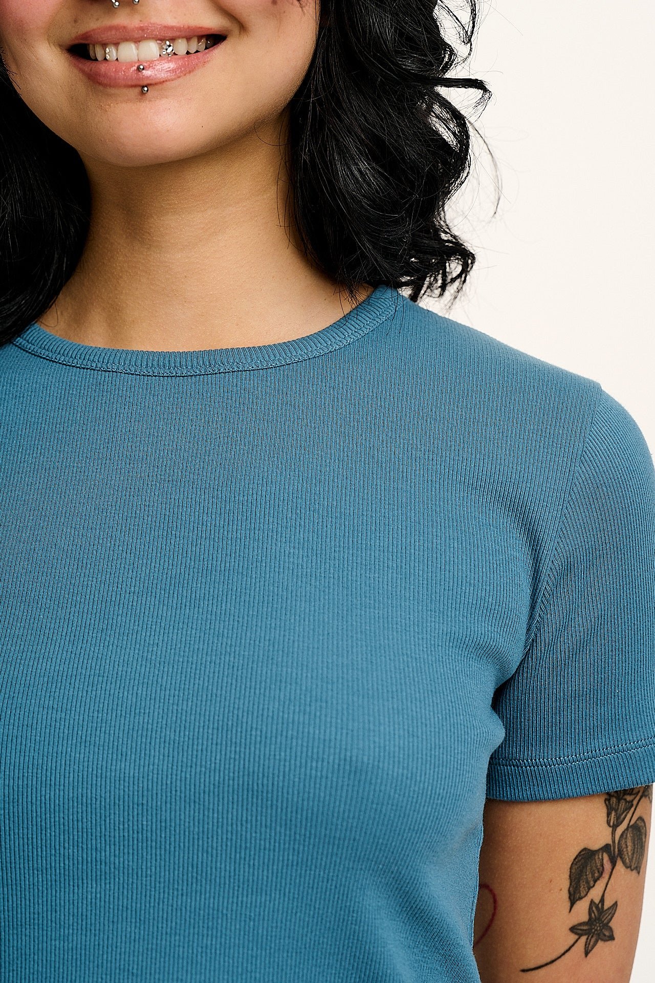 Gracie - Cotton Tee in Slate Blue - Image 3